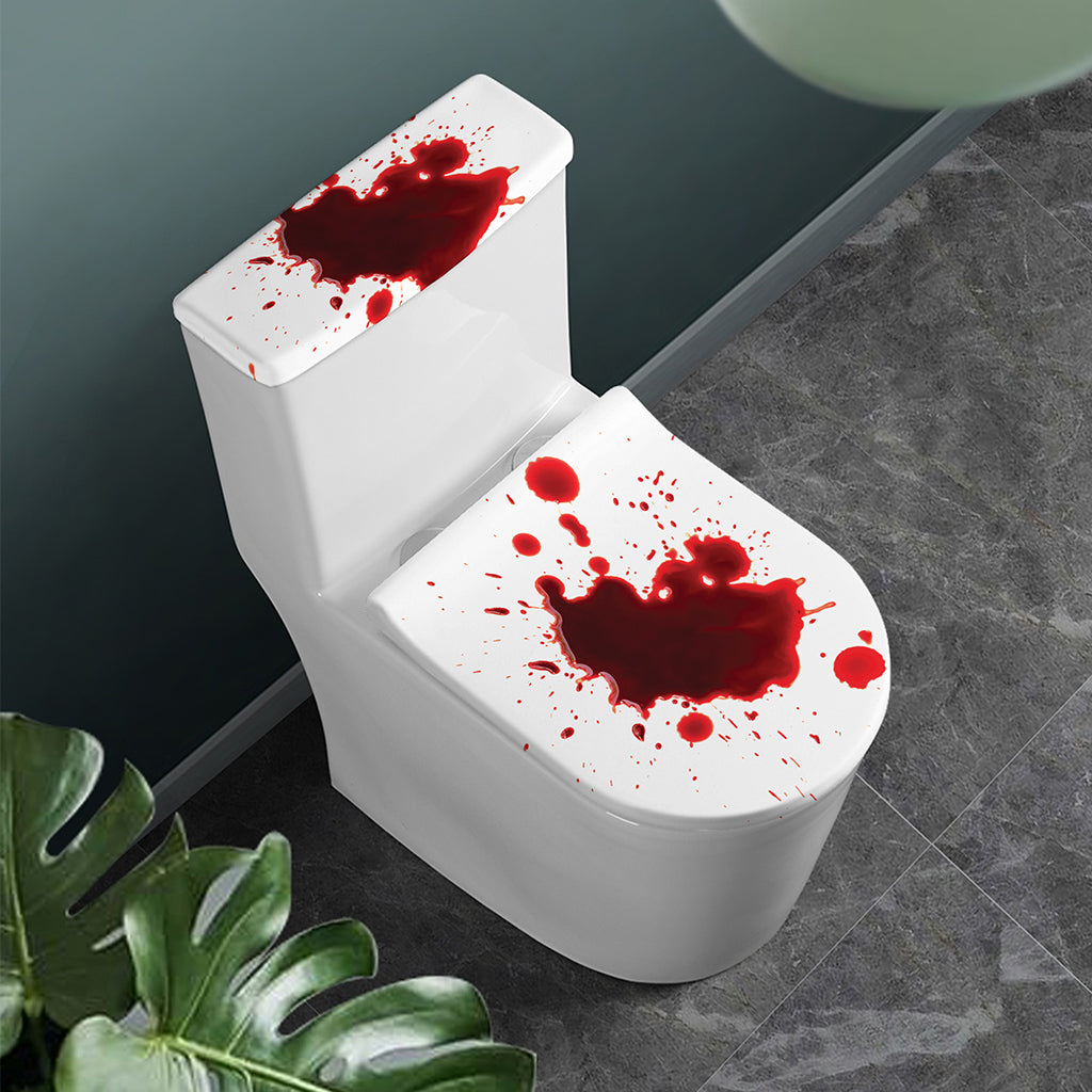 Blood Splashed Print Toilet Lid And Tank Cover Set