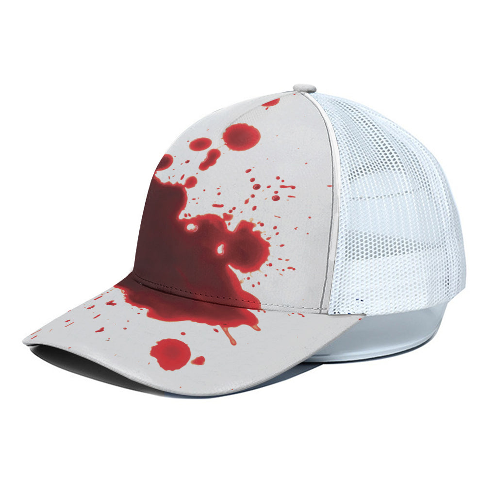 Blood Splashed Print White Mesh Trucker Cap