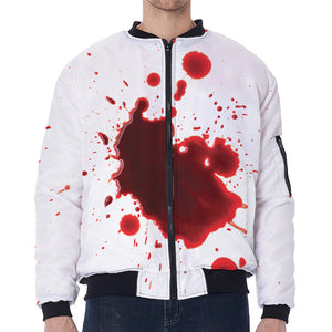 Blood Splashed Print Zip Sleeve Bomber Jacket