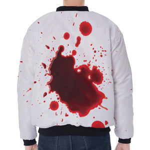 Blood Splashed Print Zip Sleeve Bomber Jacket