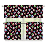 Bloody Eyeball Pattern Print 3 Piece Kitchen Curtains