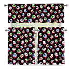 Bloody Eyeball Pattern Print 3 Piece Kitchen Curtains