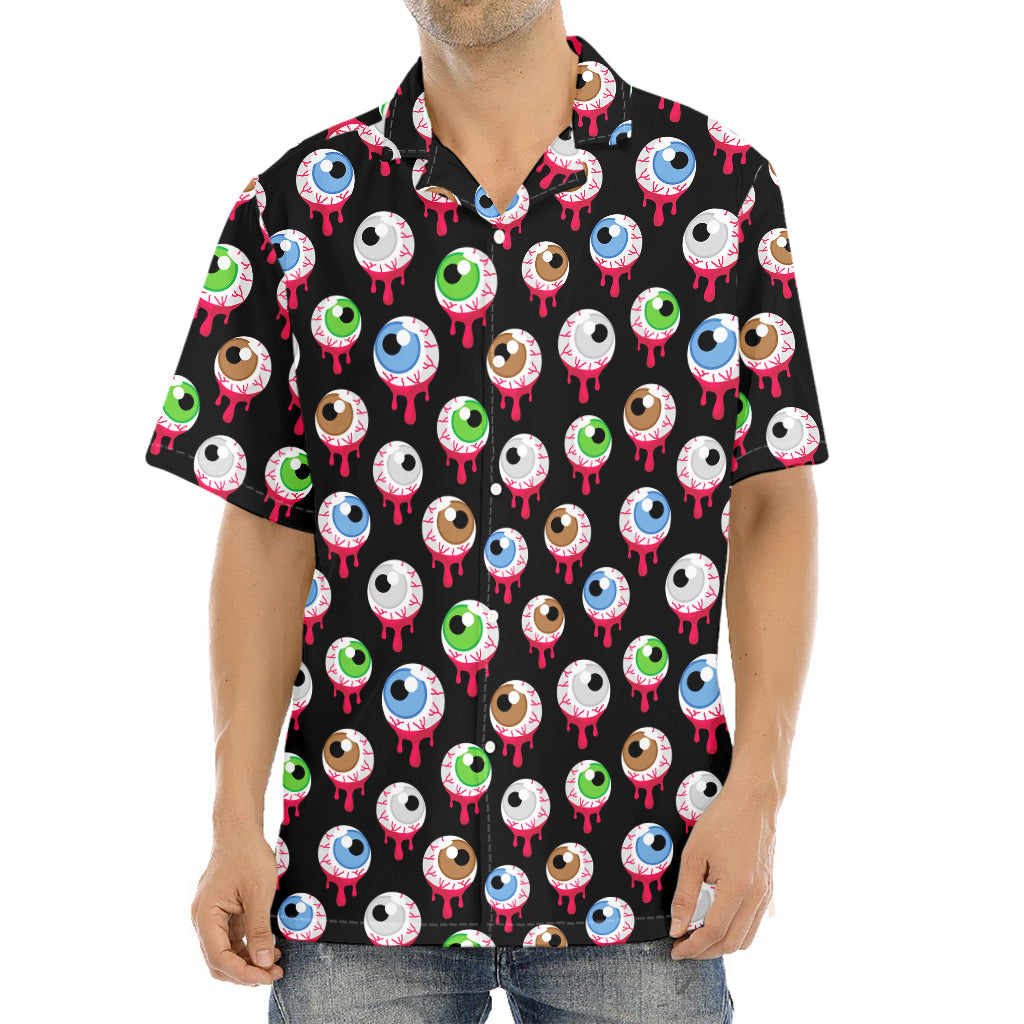 Bloody Eyeball Pattern Print Aloha Shirt