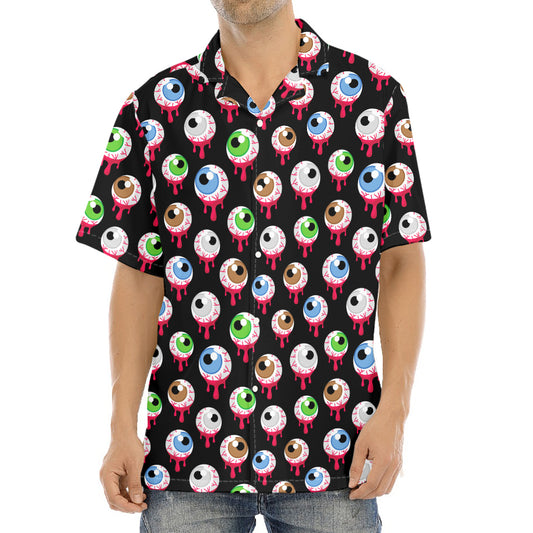 Bloody Eyeball Pattern Print Aloha Shirt
