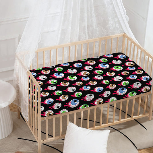 Bloody Eyeball Pattern Print Baby Crib Sheet