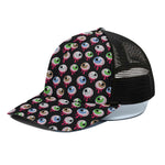 Bloody Eyeball Pattern Print Black Mesh Trucker Cap