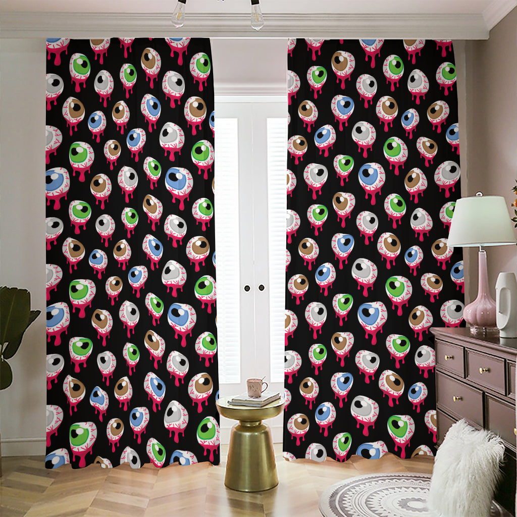 Bloody Eyeball Pattern Print Blackout Pencil Pleat Curtains