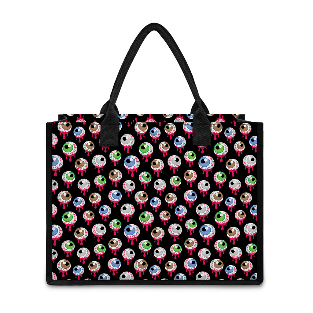 Bloody Eyeball Pattern Print Canvas Tote Bag