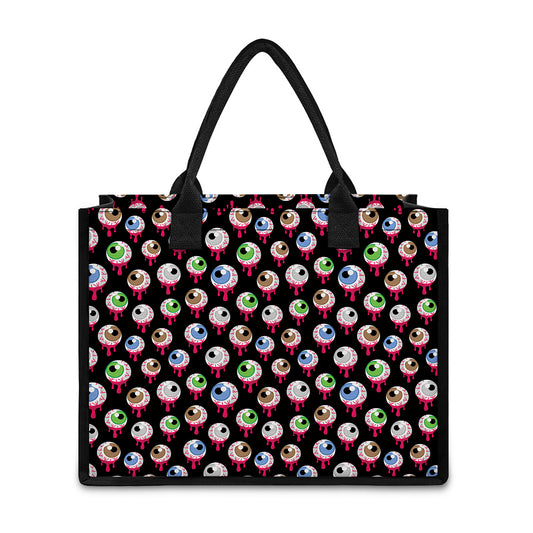 Bloody Eyeball Pattern Print Canvas Tote Bag