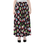 Bloody Eyeball Pattern Print Chiffon Maxi Skirt