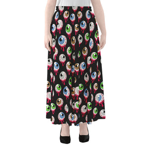 Bloody Eyeball Pattern Print Chiffon Maxi Skirt