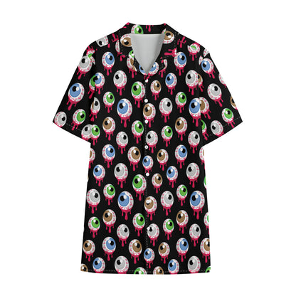 Bloody Eyeball Pattern Print Cotton Hawaiian Shirt