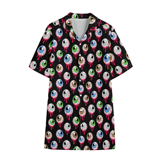 Bloody Eyeball Pattern Print Cotton Hawaiian Shirt