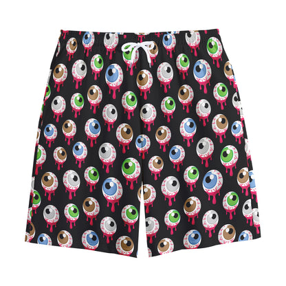 Bloody Eyeball Pattern Print Cotton Shorts