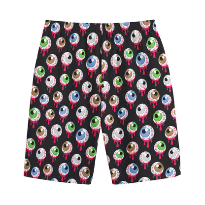 Bloody Eyeball Pattern Print Cotton Shorts