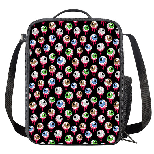 Bloody Eyeball Pattern Print Crossbody Lunch Bag
