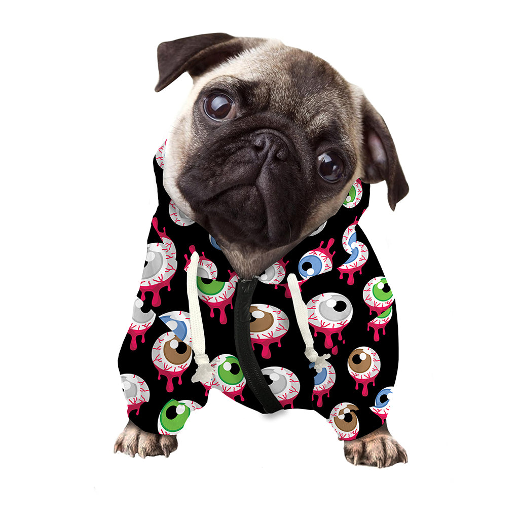 Bloody Eyeball Pattern Print Dog Zip Up Hoodie