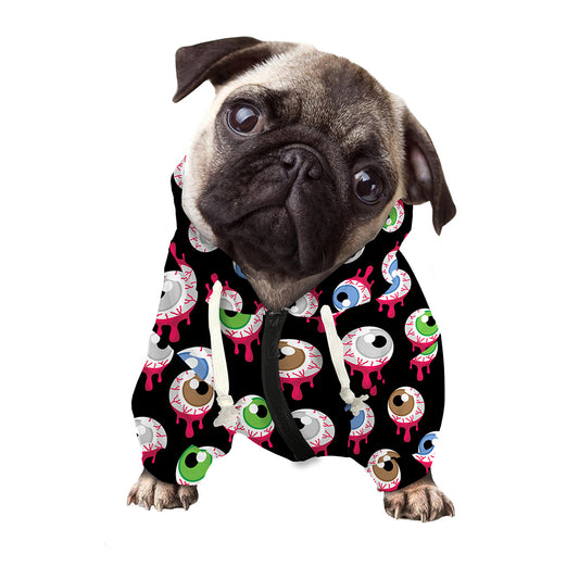 Bloody Eyeball Pattern Print Dog Zip Up Hoodie