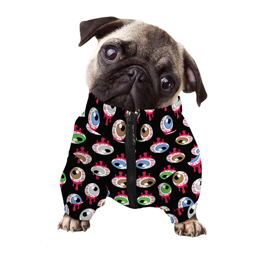 Bloody Eyeball Pattern Print Dog Zip Up Jacket