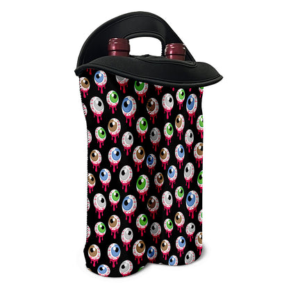Bloody Eyeball Pattern Print Double Neoprene Wine Tote