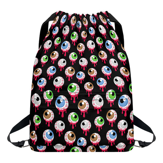 Bloody Eyeball Pattern Print Drawstring Backpack