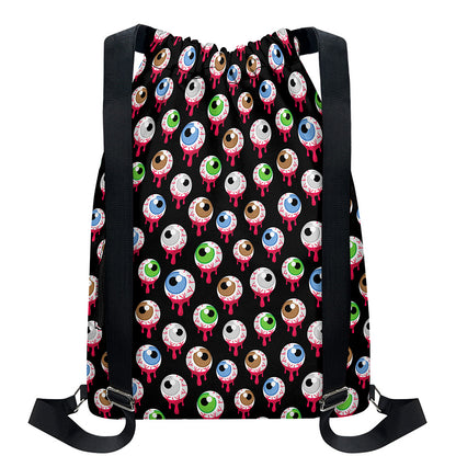 Bloody Eyeball Pattern Print Drawstring Backpack