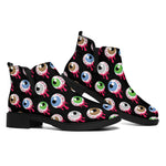 Bloody Eyeball Pattern Print Flat Ankle Boots