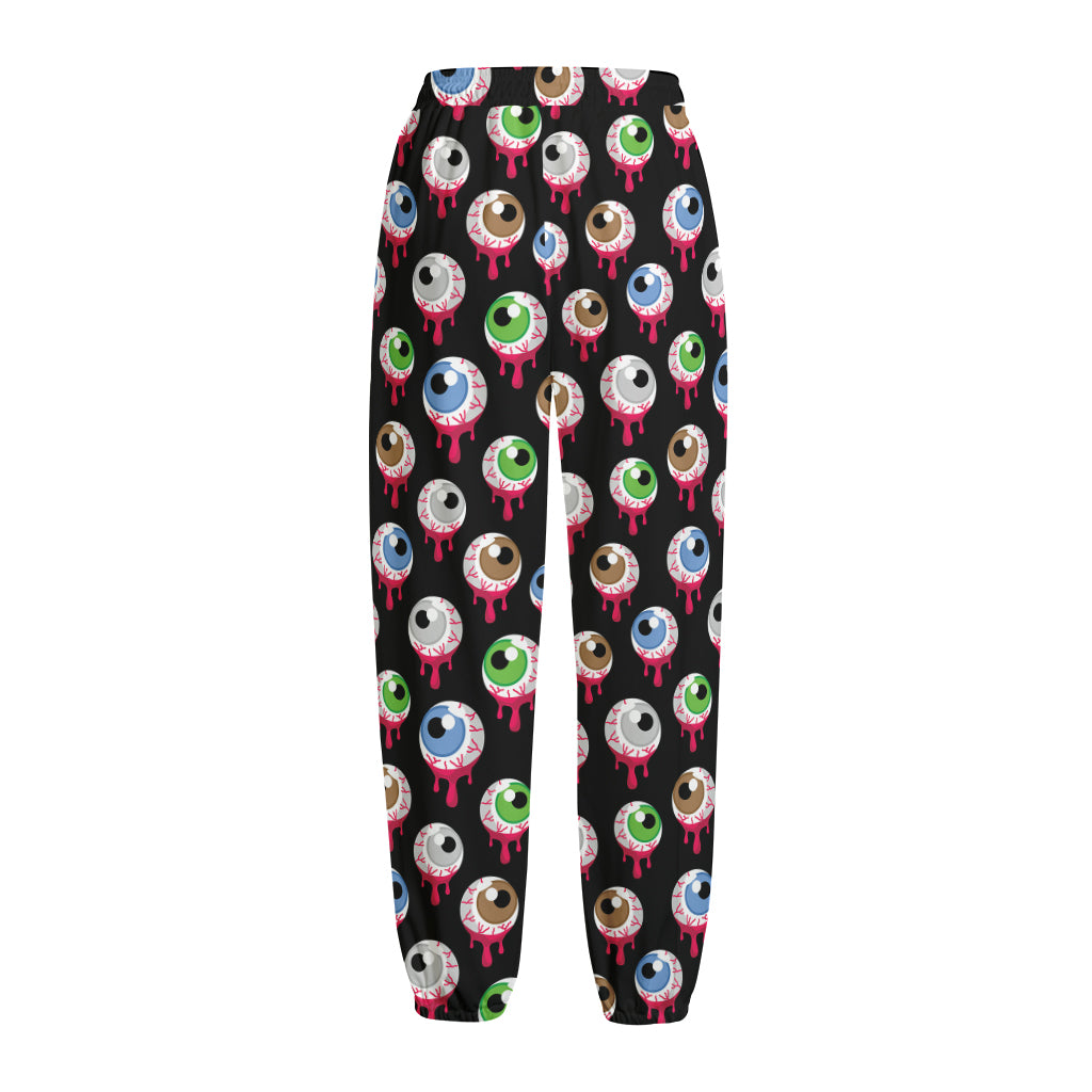 Bloody Eyeball Pattern Print Fleece Lined Knit Pants