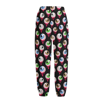 Bloody Eyeball Pattern Print Fleece Lined Knit Pants