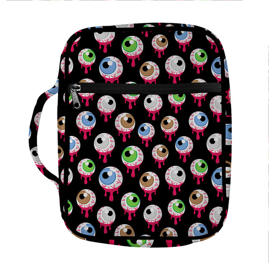 Bloody Eyeball Pattern Print Front Pocket Bible Bag