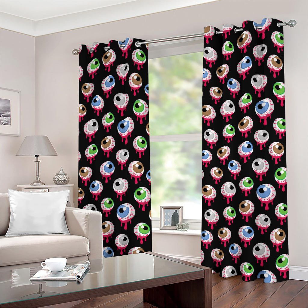 Bloody Eyeball Pattern Print Grommet Curtains