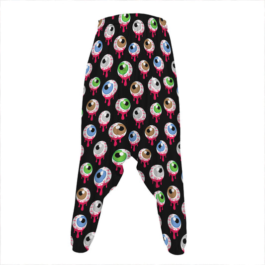 Bloody Eyeball Pattern Print Hammer Pants