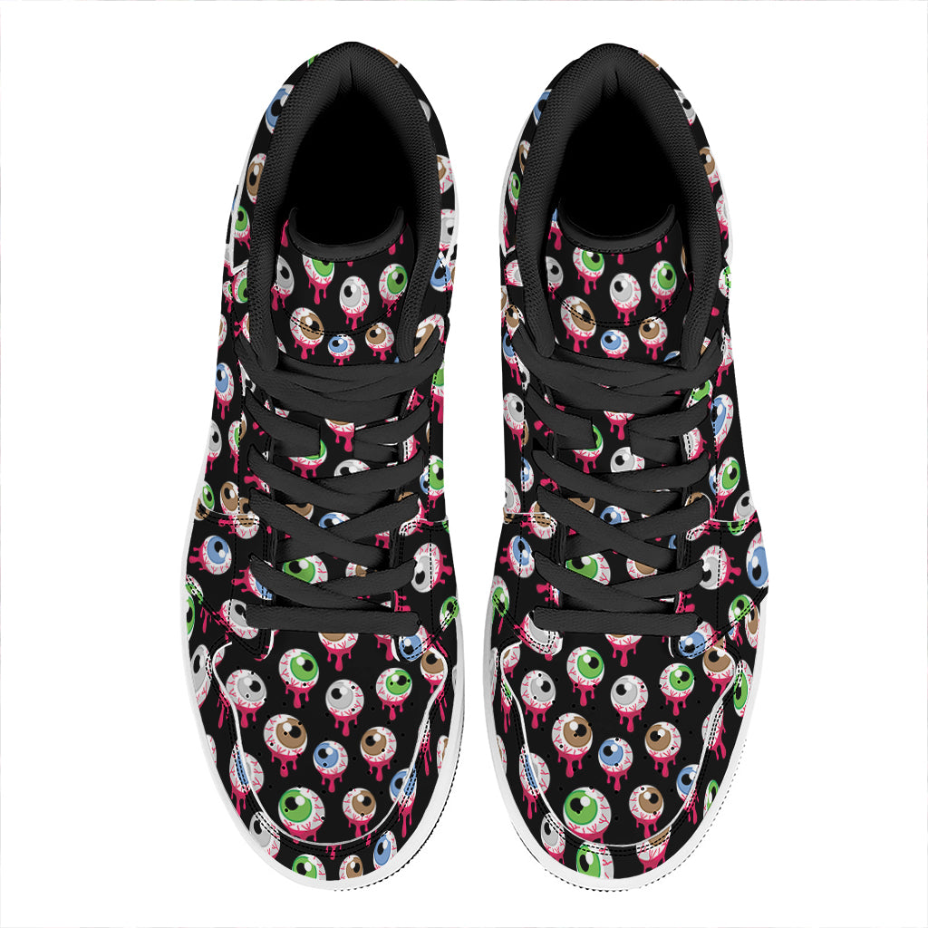 Bloody Eyeball Pattern Print High Top Leather Sneakers
