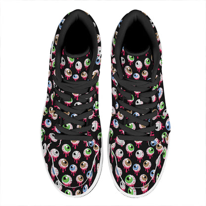 Bloody Eyeball Pattern Print High Top Leather Sneakers