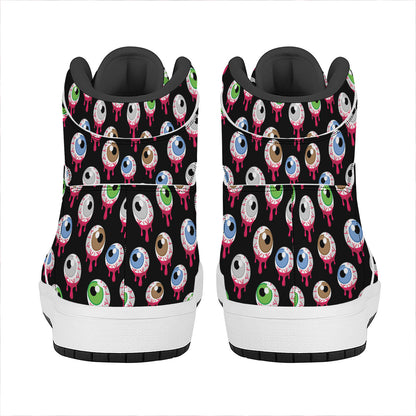 Bloody Eyeball Pattern Print High Top Leather Sneakers