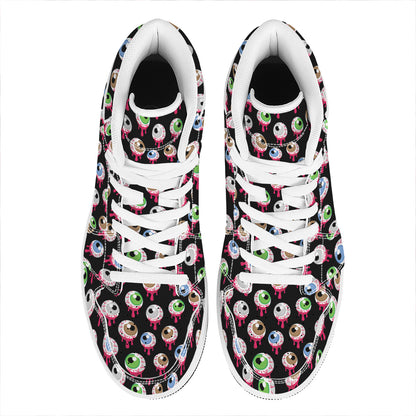 Bloody Eyeball Pattern Print High Top Leather Sneakers