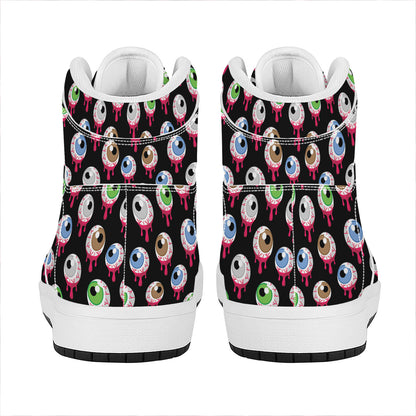 Bloody Eyeball Pattern Print High Top Leather Sneakers