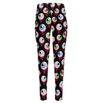 Bloody Eyeball Pattern Print High-Waisted Pocket Leggings