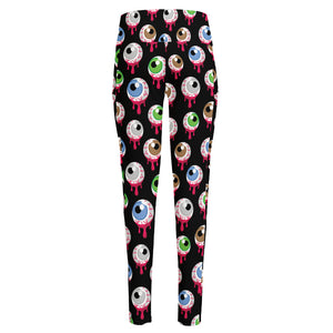 Bloody Eyeball Pattern Print High-Waisted Pocket Leggings