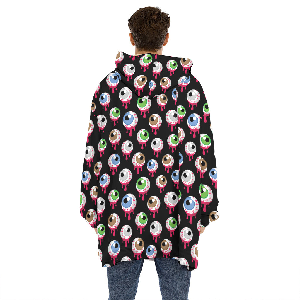 Bloody Eyeball Pattern Print Hoodie Blanket