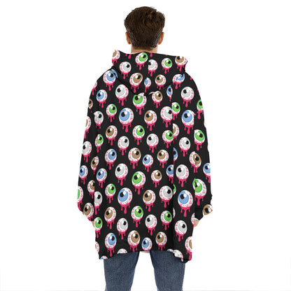 Bloody Eyeball Pattern Print Hoodie Blanket