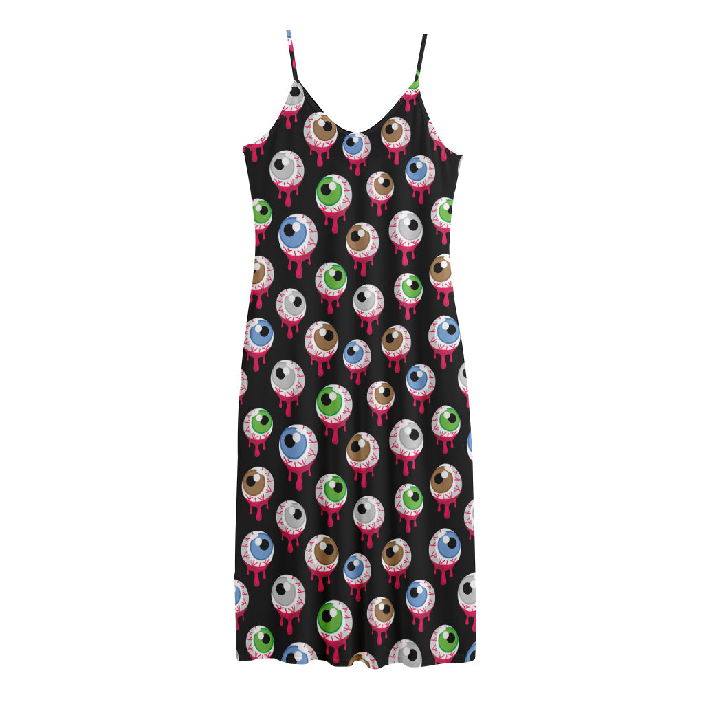 Bloody Eyeball Pattern Print Jersey Midi Cami Dress