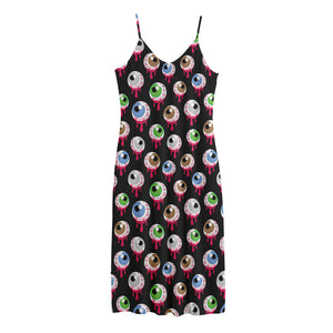 Bloody Eyeball Pattern Print Jersey Midi Cami Dress