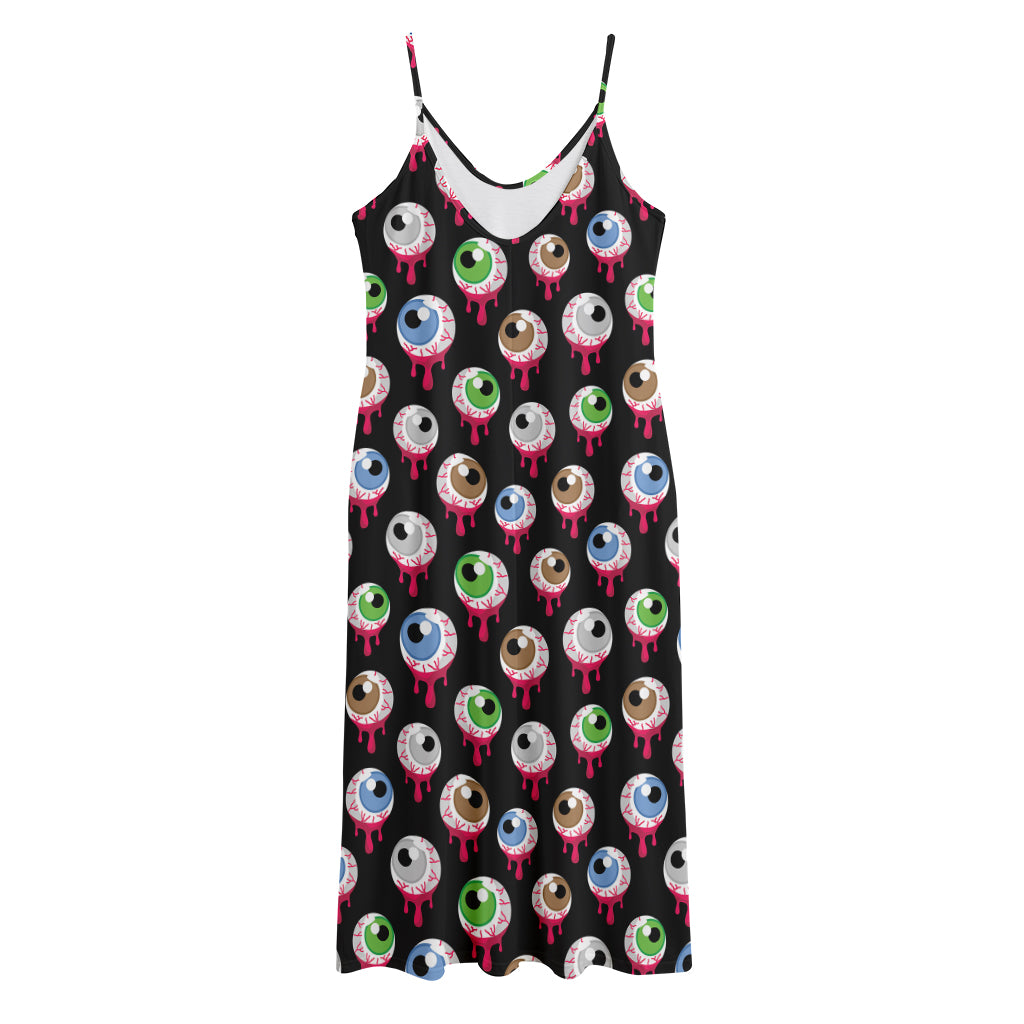 Bloody Eyeball Pattern Print Jersey Midi Cami Dress