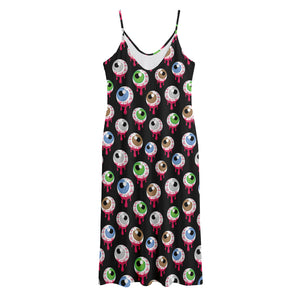 Bloody Eyeball Pattern Print Jersey Midi Cami Dress