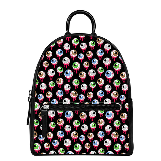 Bloody Eyeball Pattern Print Leather Backpack