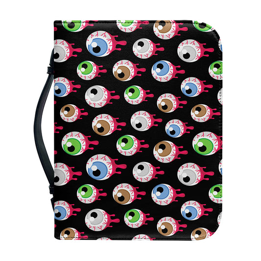 Bloody Eyeball Pattern Print Leather Bible Cover