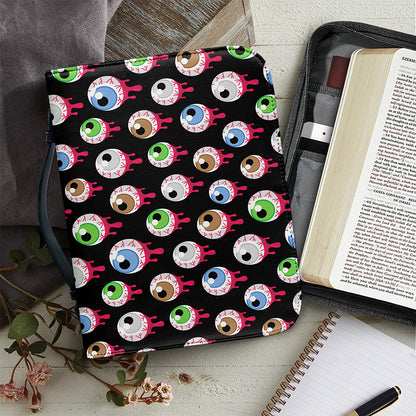 Bloody Eyeball Pattern Print Leather Bible Cover
