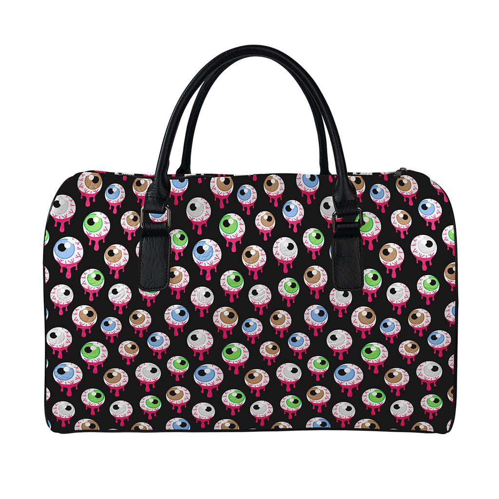 Bloody Eyeball Pattern Print Leather Duffle Bag