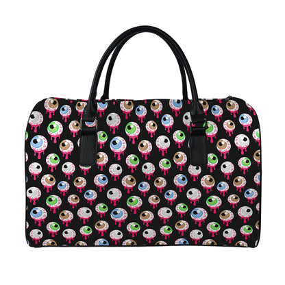 Bloody Eyeball Pattern Print Leather Duffle Bag